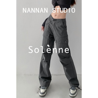 Solenne  กางเกงขายาว กางเกงยีสน์ผู้หญิง ทรงหลวม ๆ ตรง Retro Hip Hop Pants 2023 NEW Style ทันสมัย พิเศษ ins Comfortable A20M06U 36Z230909