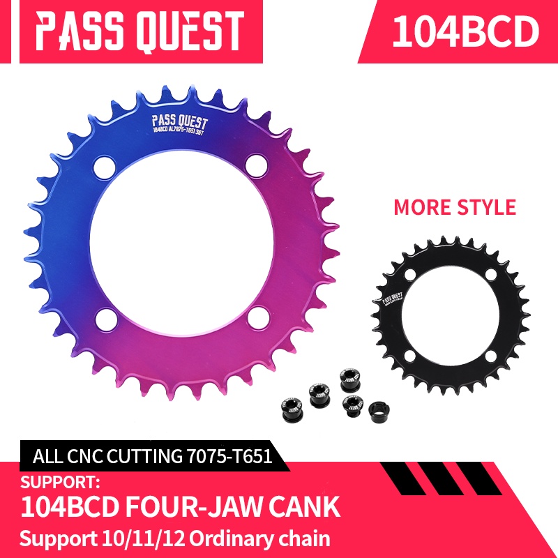 จักรยานเสือภูเขา PASS QUEST 104BCD แบบกลม AERO สีสันสดใส จักรยานถนน ใบจานแคบกว้าง 32-48T สีเงินดำ