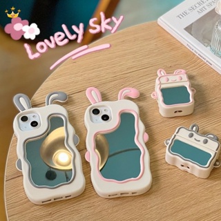 เคสโทรศัพท์มือถือซิลิโคน รูปหูกระต่ายน่ารัก พร้อมกระจก สําหรับ IPhone 6 6s 7 8 Plus 11 12 13 14 Promax IPhone X XS XR XSmax juncong2023shop