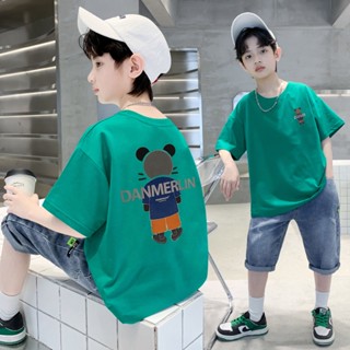 【Boy Tshirt】เสื้อยืดแขนสั้น ผ้าฝ้าย ทรงหลวม พิมพ์ลายการ์ตูน Budak Lelaki Baju แฟชั่นฤดูร้อน สไตล์เกาหลี สําหรับเด็ก (1-15 ปี)