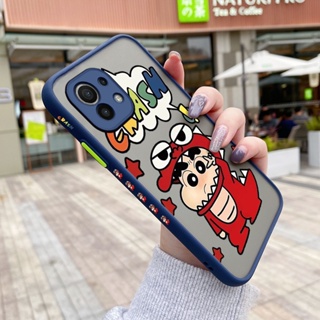 เคสซิลิโคนใส ขอบสี่เหลี่ยม ลายการ์ตูนชินจัง กันกระแทก สําหรับ Xiaomi 11 11 Lite 4G 11 Lite 5G 11 Lite 5G Ne 11 Pro 11 Ultra