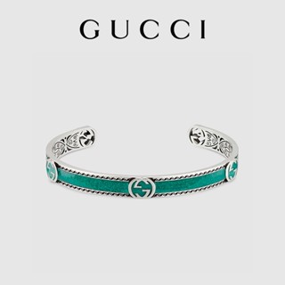 [พร้อมกล่องบรรจุภัณฑ์] พร้อมส่ง GUCCI GUCCI สร้อยข้อมือเงินคู่ G