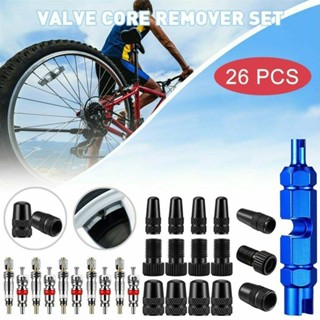 26Pcs Bicycle Bike Wheel Valve Cores Cap Adapter DIY Remover Repair Tool Kit