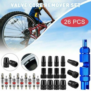 26Pcs Bicycle Bike Wheel Valve Cores Cap Adapter DIY Remover Repair Tool Kit