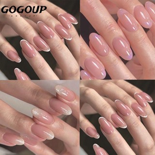 Gogoup เล็บปลอม ขอบสีขาว สไตล์ฝรั่งเศส DIY 24 ชิ้น