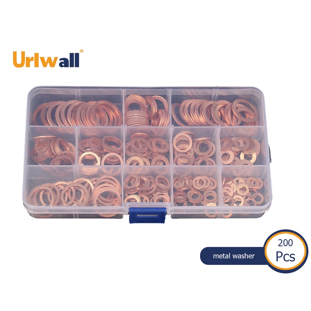 Urlwall 200 ชิ้นทองแดงปิดผนึกปะเก็นแข็งเครื่องซักผ้า Sump ปลั๊กน้ํามันสําหรับเรือ Crush แบนซีลแหวนเครื่องมืออุปกรณ์ฮาร์ดแวร์