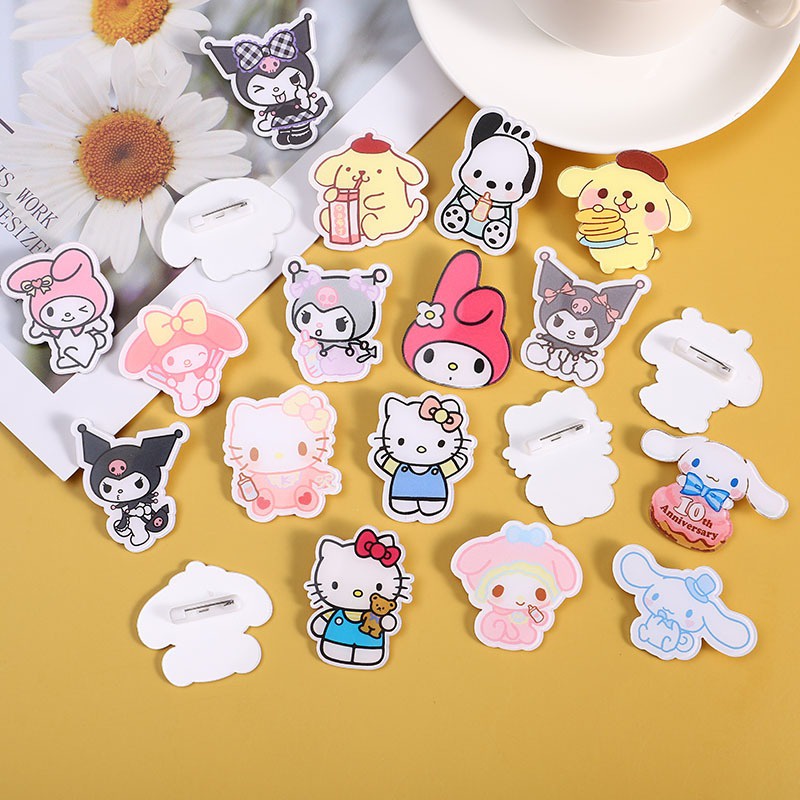 ใหม่ Kawaii KT Melody อะคริลิค Hairpin การ์ตูน Badge เด็กเข็มกลัดยาง Band Girly Heart ของขวัญ Patch อุปกรณ์เสริม