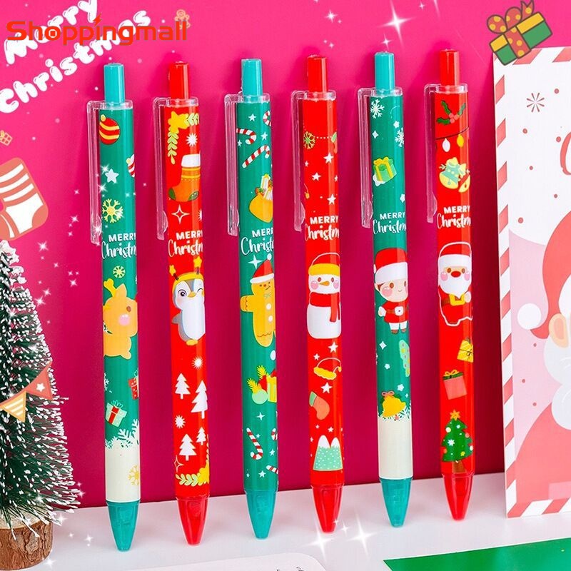 ปากกาเจลลูกลื่น 0.5 มม. ลายคริสต์มาส กวาง ซานตาคลอส เพนกวิน สโนว์แมน สีแดง สีเขียว สุ่มสี สําหรับตกแต่ง