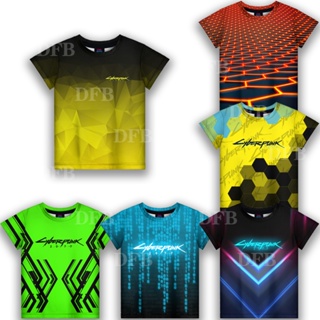 เสื้อยืดแขนสั้น ระบายอากาศได้ดี พิมพ์ลาย Cyberpunk แฟชั่นฤดูร้อน สําหรับเด็กผู้ชาย 2077