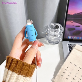 Thevantin ตัวถนอมสายชาร์จ ซิลิโคน ลายการ์ตูนหน้ายิ้มน่ารัก กันแตก สีพื้น สําหรับโทรศัพท์มือถือ 1 ชุด