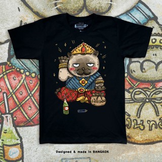 " แมวกวัก " THAI CAT T-shirt สีดำ Premium Cotton Comp 100 #design by LINECENSE