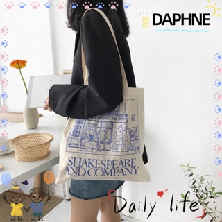 Daphne กระเป๋าสะพายไหล่ กระเป๋าช้อปปิ้ง ผ้าแคนวาส ความจุขนาดใหญ่ นํากลับมาใช้ใหม่ได้