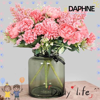 DAPHNE ดอกโบตั๋นปลอม ไฮเดรนเยีย ดอกกุหลาบผ้าไหม DIY สําหรับตกแต่งบ้าน