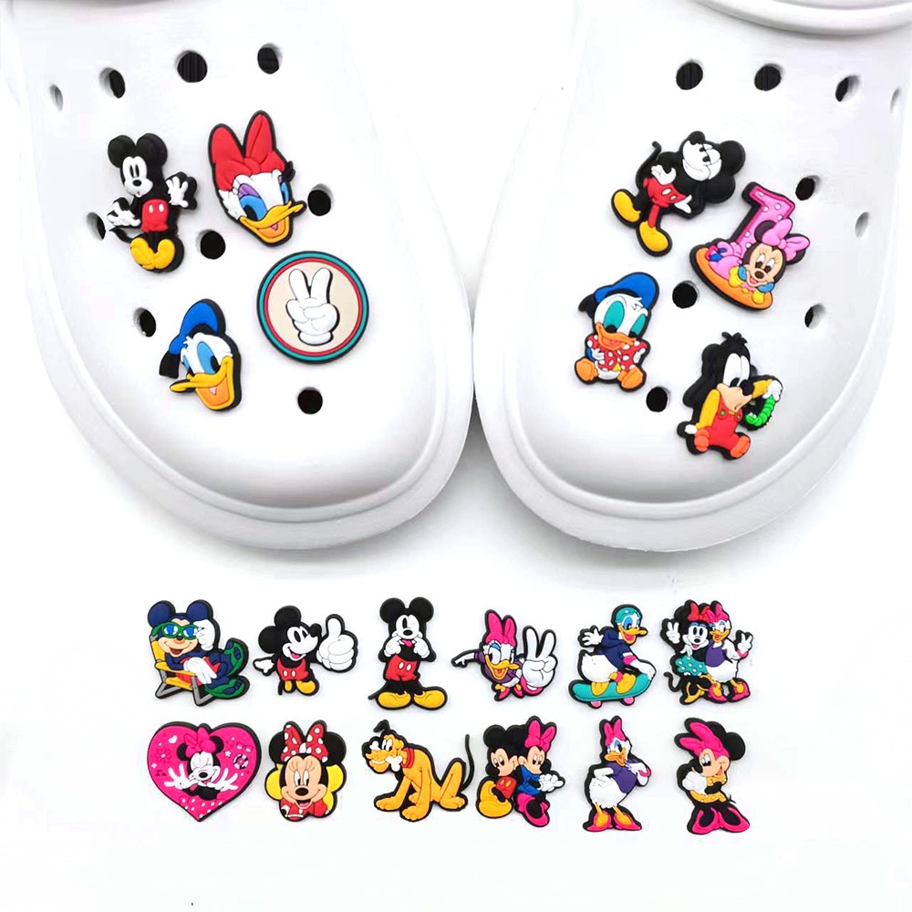มิกกี้ตลก Jibbitz ชุดตัวติดรองเท้าเซต ตัวติดรองเท้ามีรู จิ๊บบิท Charms ตกแต่งน่ารัก