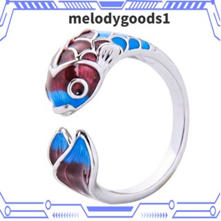 Melodygoods1 แหวนเคลือบ สีเงิน สไตล์วินเทจ เครื่องประดับ สําหรับผู้หญิง