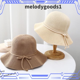 Melodygoods1 หมวกฟางปีกกว้าง กันแดด พับได้ สไตล์เกาหลี สําหรับชาวประมง กลางแจ้ง