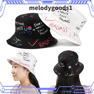 Melodygoods1 หมวกบักเก็ต ผ้าฝ้าย สไตล์ฮิปฮอป ฮาราจูกุ แฟชั่นฤดูร้อน