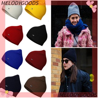 Melodg หมวกบีนนี่ลําลอง ผ้าถัก สีพื้น น่ารัก สําหรับผู้หญิง