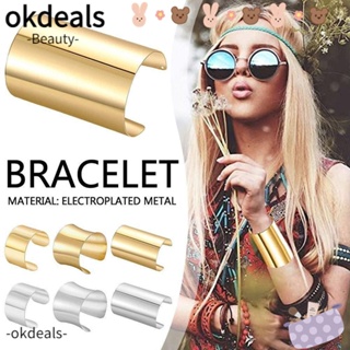 OKDEALS สร้อยข้อมือ กําไลข้อมือ ทรงเรขาคณิต สีทอง สีเงิน ปรับได้ เครื่องประดับ สําหรับผู้หญิง