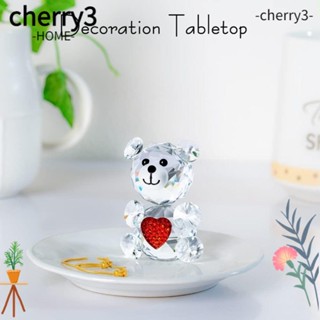 Cherry3 ฟิกเกอร์คริสตัล รูปหมีน่ารัก สีแดง และใส สําหรับสะสม