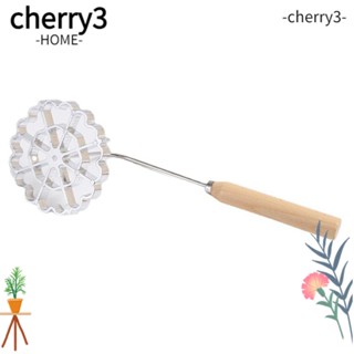 Cherry3 แม่พิมพ์ฟริตเตอร์ ด้ามจับไม้ อลูมิเนียม สีเงิน 4.56 นิ้ว ทําความสะอาดง่าย สําหรับทอดอาหาร