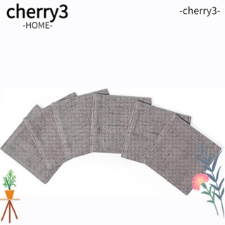 Cherry3 ที่รองแก้ว ผ้าฝ้าย ทรงสี่เหลี่ยม 3.54 นิ้ว ใช้ซ้ําได้ สีเทา สําหรับโต๊ะกาแฟ 6 ชิ้น