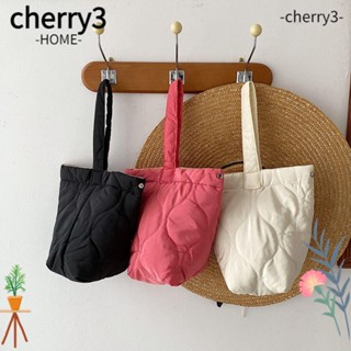 CHERRY3 กระเป๋าถือ แบบพกพา สีพื้น แฟชั่นลําลอง