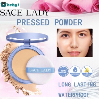 Sace Lady Oil Control Matte Face Powder Waterproof Natural Nude Makeup With Mirror heby1