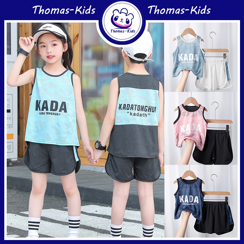 [Local Ship] ชุดกีฬา เสื้อกั๊ก แขนกุด แห้งเร็ว ใส่สบาย สําหรับเด็กผู้ชาย และเด็กผู้หญิง อายุ 3-10 ปี
