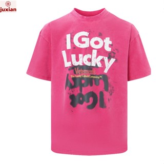 ❤❤ พร้อมส่ง ❤❤ Vetments ใหม่ Lucky 777 เสื้อยืดแขนสั้น เก่าแก่ ซักทําความสะอาดได้