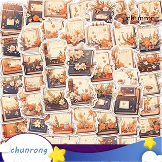 Chunrong สติกเกอร์ PVC ลายการ์ตูนดอกไม้ มีกาวในตัว กันน้ํา ลอกออกได้ สําหรับติดตกแต่งสมุดภาพ กระเป๋าเดินทาง สเก็ตบอร์ด แล็ปท็อป DIY 50 ชิ้น ต่อชุด