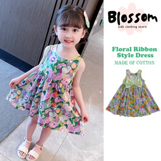 Blossom Kids ชุดแฟนซีเด็กผู้หญิง ผ้าพิมพ์ลายดอกไม้ ชุดเดรสเด็กผู้หญิง ชุดกระโปรงลายดอกไม้ฤดูร้อนสําหรับเด็กผู้ญิง น่ารัก