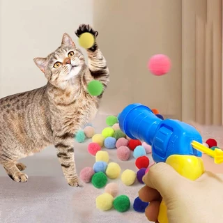 COD🐱🐱ปืนยิงแมว ปืนยิงลูกปอมๆ ของเล่นแมว ลูกบอลไหมพรมแมว ทนทานยืดหยุ่นสูง ลูกบอลของเล่นแมว