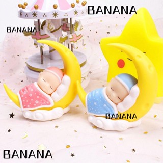 Banana1 ตุ๊กตาพระจันทร์ พลาสติก สีฟ้า สีชมพู น่ารัก สําหรับตกแต่งภูมิทัศน์ขนาดเล็ก