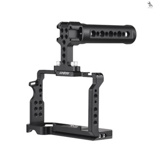 {self} Andoer Camera Cage + Top Handle Kit Aluminum Alloy Camera Video Cage with Cold Shoe Mounts Numerous 1/4 Inch Threads Replacement for  A7C Camera