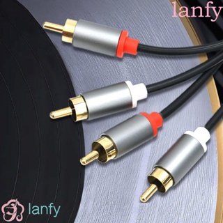 Lanfy สายเคเบิลขยายเสียงวิดีโอ 2RCA เป็น 2RCA หัวบัวคู่ ตัวผู้ เป็นตัวผู้ 1 ม. 1.5 ม. 2 ม. 3 ม. 5 ม. ชุบทอง สําหรับคอมพิวเตอร์ เครื่องเล่น DVD โปรเจคเตอร์