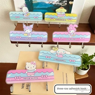 ღ Sanrio ตะขออะคริลิคลายการ์ตูน Cinnamoroll Pochacco Kuromi My Melody Bathroom Waterproof Hanger Self Adhesive Door Wall Hook