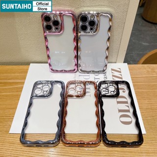 Suntaiho เคสโทรศัพท์มือถือ ซิลิโคนนิ่ม ใส กันกระแทก ลายคลื่นหยิก สําหรับ Apple IPhone 14 Pro Max 11 Pro Max ip 14Pro 13 ip 12 Pro Max