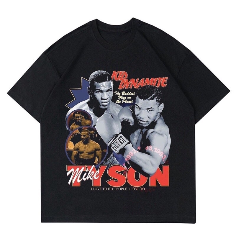 เสื้อยืดวินเทจ MIKE TYSON | RAP TEE MIKE TYSON BOXING | MIKE TYSON BLACK BOXING เสื้อยืด OVERSIZE