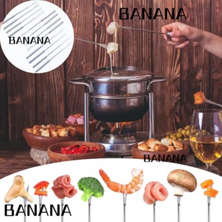 Banana1 ส้อมจิ้มชีส สเตนเลส 9.5 นิ้ว ใช้ซ้ําได้ หลากสี 12 ชิ้น