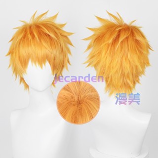 Jecarden วิกผมสังเคราะห์ ทนความร้อน ลายการ์ตูนอนิเมะ Bleach Kurosaki Ichigo 30 ซม. สีส้ม