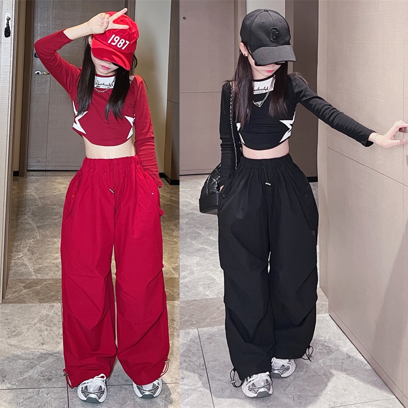 ชุดเสื้อแขนยาว และกางเกงขายาว แฟชั่นฤดูใบไม้ร่วง สไตล์เกาหลี สําหรับเด็กผู้หญิง อายุ 4-13 ปี