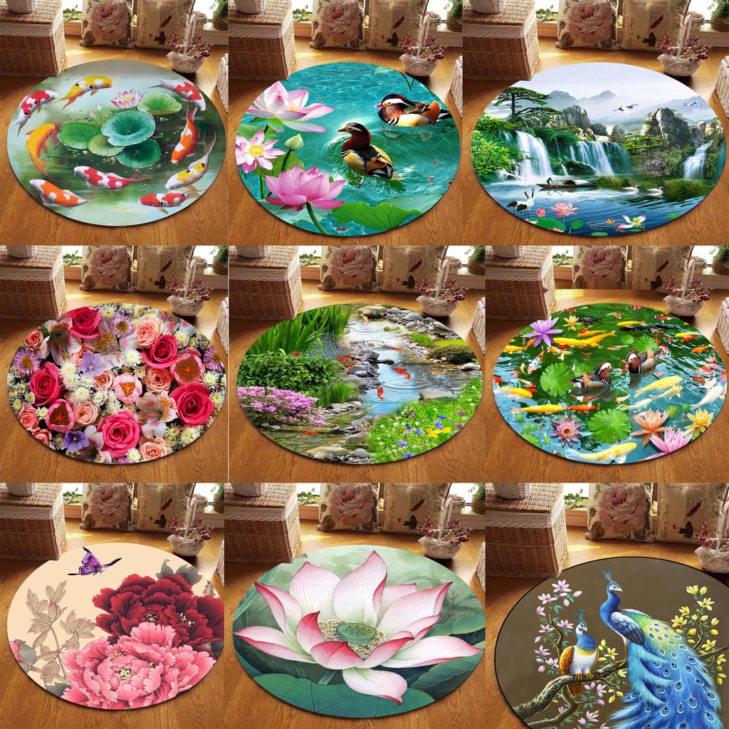 วงกลม Mordern เรขาคณิต 3D พรมกันลื่นตกแต่งบ้านพรมพรมห้องนั่งเล่นพรมกันลื่นเส้นผ่านศูนย์กลาง 120 ซม.60 ซม.80 ซม.100 ซม.