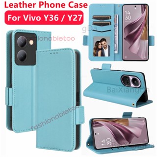 เคสโทรศัพท์หนัง ฝาพับแม่เหล็ก กันกระแทก พร้อมช่องใส่บัตร สําหรับ Vivo Y27 Y 27 Y36 Y 36 Y78 Y 78 Y56 Y 56 VivoY27 VivoY36 VivoY78 4G 5G 2023