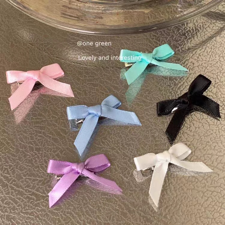 กิ๊บติดผมหน้าม้า ขนาดเล็ก ประดับโบว์น่ารัก อเนกประสงค์ สีพื้น แบบโฮมเมด สําหรับผู้หญิง