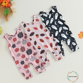 Babyclothes- ชุดจั๊มสูทรอมเปอร์ แขนกุด คอกลม พิมพ์ลายฟักทอง ผี ใบไม้ ฮาโลวีน สําหรับเด็กผู้ชาย เด็กผู้หญิง