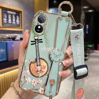 เคสโทรศัพท์มือถือ ชุบไฟฟ้า พร้อมสายคล้องข้อมือ สไตล์โบราณ หรูหรา สําหรับ OPPO A78 4G OPPO A78 5G