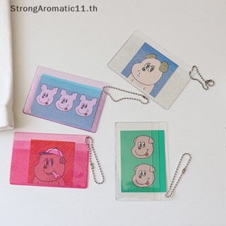 Strongaromatic กระเป๋าสตางค์ PVC แบบใส ใส่บัตรเครดิต เงิน บัตรเครดิต บัตรเครดิต ขนาดเล็ก สําหรับผู้หญิง