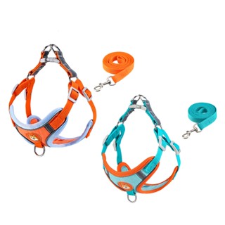 Pets Shop Pet Harness Leash แถบสะท้อนแสงระบายอากาศสบายปรับเสื้อกั๊กสุนัขชุดสำหรับเดินกลางแจ้ง