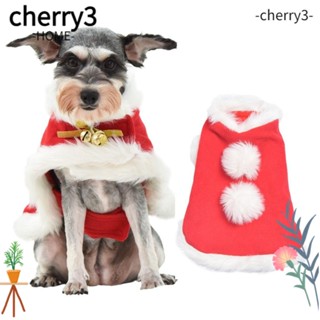 Cherry3 เสื้อคลุม ผ้ากํามะหยี่ ลายคริสต์มาส สําหรับสัตว์เลี้ยง สุนัข แมว